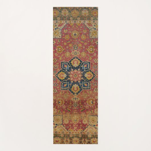 レッド金ゴールドカシャンカーペットラグペルシアアジア ヨガマット (正面)