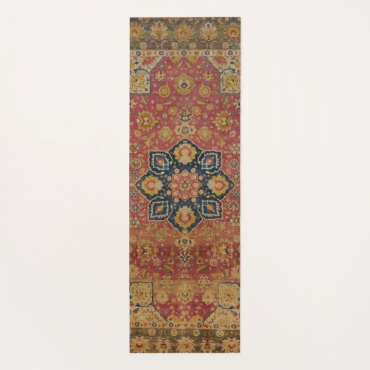 レッド金ゴールドカシャンカーペットラグペルシアアジア ヨガマット (裏面)