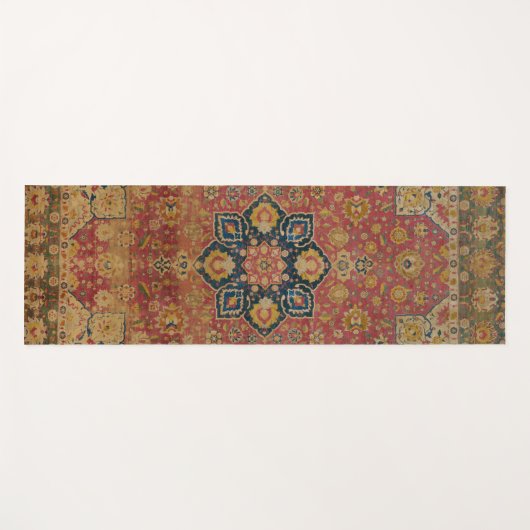 レッド金ゴールドカシャンカーペットラグペルシアアジア ヨガマット (正面(横))