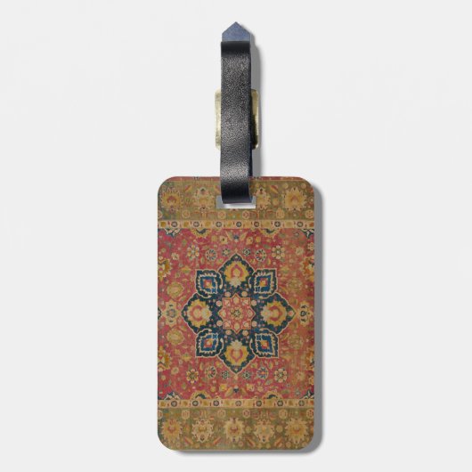 レッド金ゴールドカシャンカーペットラグペルシアアジア ラゲッジタグ (裏面縦)