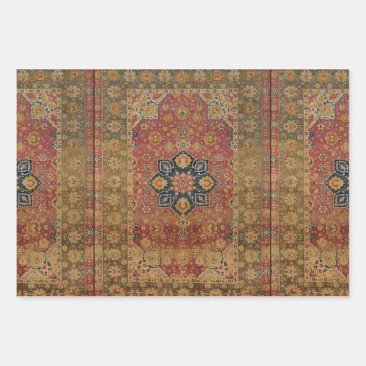 レッド金ゴールドカシャンカーペットラグペルシアアジア ラッピングペーパーシート (正面3)