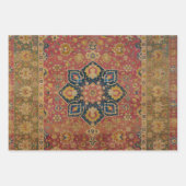 レッド金ゴールドカシャンカーペットラグペルシアアジア ラッピングペーパーシート (正面)