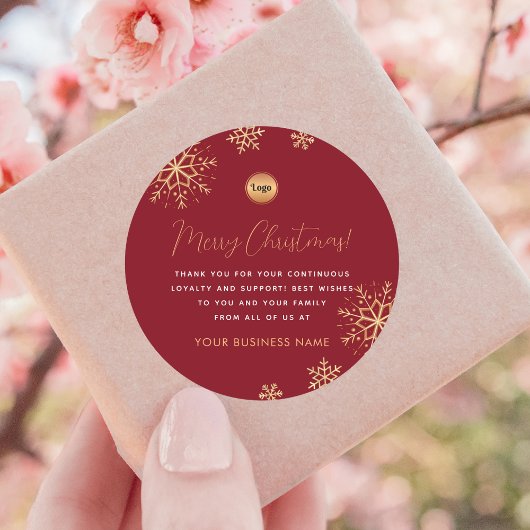 レッド金ゴールドカスタムスノーフレーク会社ロゴクリスマス ラウンドシール