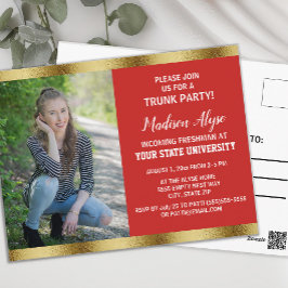 レッド金ゴールドカレッジトランクエクセージションパーティー写真 ポストカード