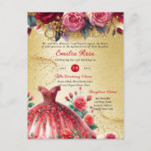 レッド金ゴールドキンセアニェラドレスセレモニー披露宴 ポストカード (正面)