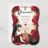 レッド金ゴールドキンセアニェラドレスセレモニー披露宴 招待状 (正面)