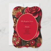 レッド金ゴールドキンセアニェラドレスセレモニー披露宴 招待状 (裏面)