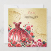 レッド金ゴールドキンセアニェラドレスセレモニー披露宴 招待状 (裏面)