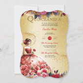 レッド金ゴールドキンセアニェラドレスセレモニー披露宴 招待状 (正面)