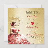 レッド金ゴールドキンセアニェラドレスセレモニー披露宴 招待状 (正面)