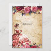 レッド金ゴールドキンセアニェラドレスヴィンテージパーチメントテーマ 招待状 (裏面)