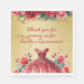 レッド金ゴールドキンセアニラドレスイベントパリウェアカスタム スタンダードランチョンナプキン (正面)