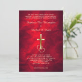 レッド金ゴールドクリスチャンクロス結婚式招待状 招待状 (スタンド正面)