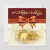 レッド金ゴールドクリスマスお祝い招待状カード 招待状 (正面)