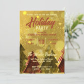 レッド金ゴールドクリスマスツリーズホリデーパーティー招待状 招待状 (スタンド正面)