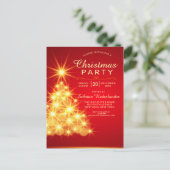 レッド金ゴールドクリスマスツリーホリデーパーティー招待状 ポストカード (スタンド正面)