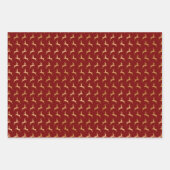 レッド金ゴールドクリスマストナディアホリデーパターン ラッピングペーパーシート (正面2)