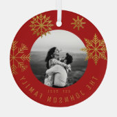 レッド金ゴールドクリスマスニューライウィズギフト ガラスオーナメント (裏面)