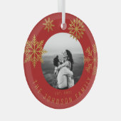 レッド金ゴールドクリスマスニューライウィズギフト ガラスオーナメント (正面右)