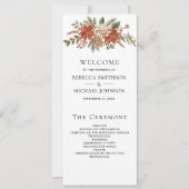 レッド金ゴールドクリスマスフローラ結婚式 プログラム (正面)