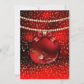 レッド金ゴールドクリスマスホリデーパーティースノー 招待状 (裏面)