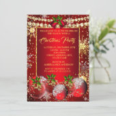 レッド金ゴールドクリスマスホリデーパーティーボーブルズホリー 招待状 (スタンド正面)