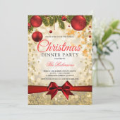 レッド金ゴールドクリスマスホリデーパーティー 招待状 (スタンド正面)