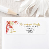 レッド金ゴールドクリスマスボタニカル差出人住所 ラベル (インサイチュ)