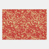 レッド金ゴールドグラムカップケーキフラワーズ誕生日 ラッピングペーパーシート (正面3)