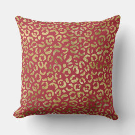 レッド金ゴールドグラムヒョウ印刷 クッション