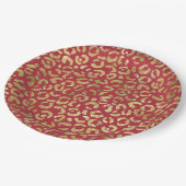 レッド金ゴールドグラムヒョウ印刷 ペーパープレート (アングル)