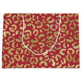 レッド金ゴールドグラムヒョウ印刷 ラージペーパーバッグ (正面)