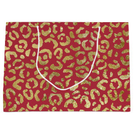 レッド金ゴールドグラムヒョウ印刷 ラージペーパーバッグ