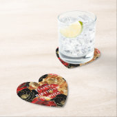 レッド金ゴールドグラムフラワーズ誕生日 ペーパーコースター (インサイチュ)