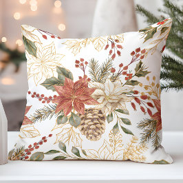 レッド金ゴールドグリッタークリスマスフローラ クッション