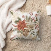 レッド金ゴールドグリッタークリスマスフローラ クッション (ブランケット)