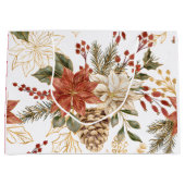 レッド金ゴールドグリッタークリスマスフローラ ラージペーパーバッグ (正面)