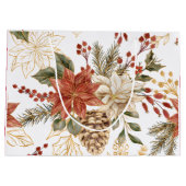 レッド金ゴールドグリッタークリスマスフローラ ラージペーパーバッグ (裏面)