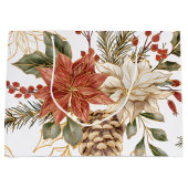 レッド金ゴールドグリッタークリスマスフローラ ラージペーパーバッグ (正面)