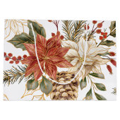 レッド金ゴールドグリッタークリスマスフローラ ラージペーパーバッグ (裏面)