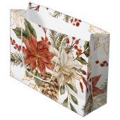 レッド金ゴールドグリッタークリスマスフローラ ラージペーパーバッグ (正面アングル)