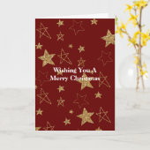 レッド金ゴールドグリッタースターズクリスマス カード (黄色い花)