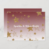 レッド金ゴールドグリッタースターズクリスマス ポストカード (正面/裏面)