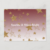レッド金ゴールドグリッタースターズクリスマス ポストカード (正面)