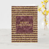 レッド金ゴールドグリッタースパークルストライプクリスマス カード (黄色い花)