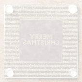 レッド金ゴールドグリッタースパークルストライプクリスマス ガラスコースター (裏面)