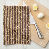 レッド金ゴールドグリッタースパークルストライプズ キッチンタオル (四つ折り)