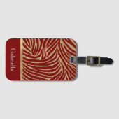 レッド金ゴールドグリッターゼブラ ラゲッジタグ (正面横)