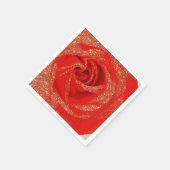 レッド金ゴールドグリッターバラホワイトウッドシャビーシック スタンダードカクテルナプキン (角)