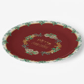 レッド金ゴールドグリッターメリークリスマスオールホリー ペーパープレート (アングル)